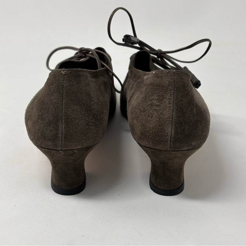 Salvatore Ferragamo Brown Suede Ramato Lace Up Kitten Heels Size 8AA - Picture 5 of 15